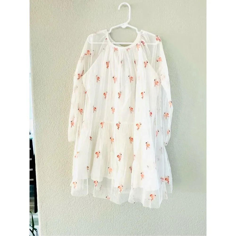 NWT Flamingo Embroidered Jersey Dress from Stella McCartney Kids. Size 12
